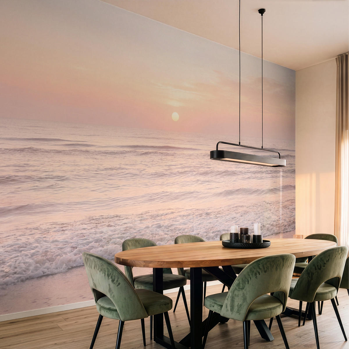 TAPETE - Sonne - Strand - Rosa - 400x300 cm - Hellrosa, Papier (400/300cm) - OnlyWow