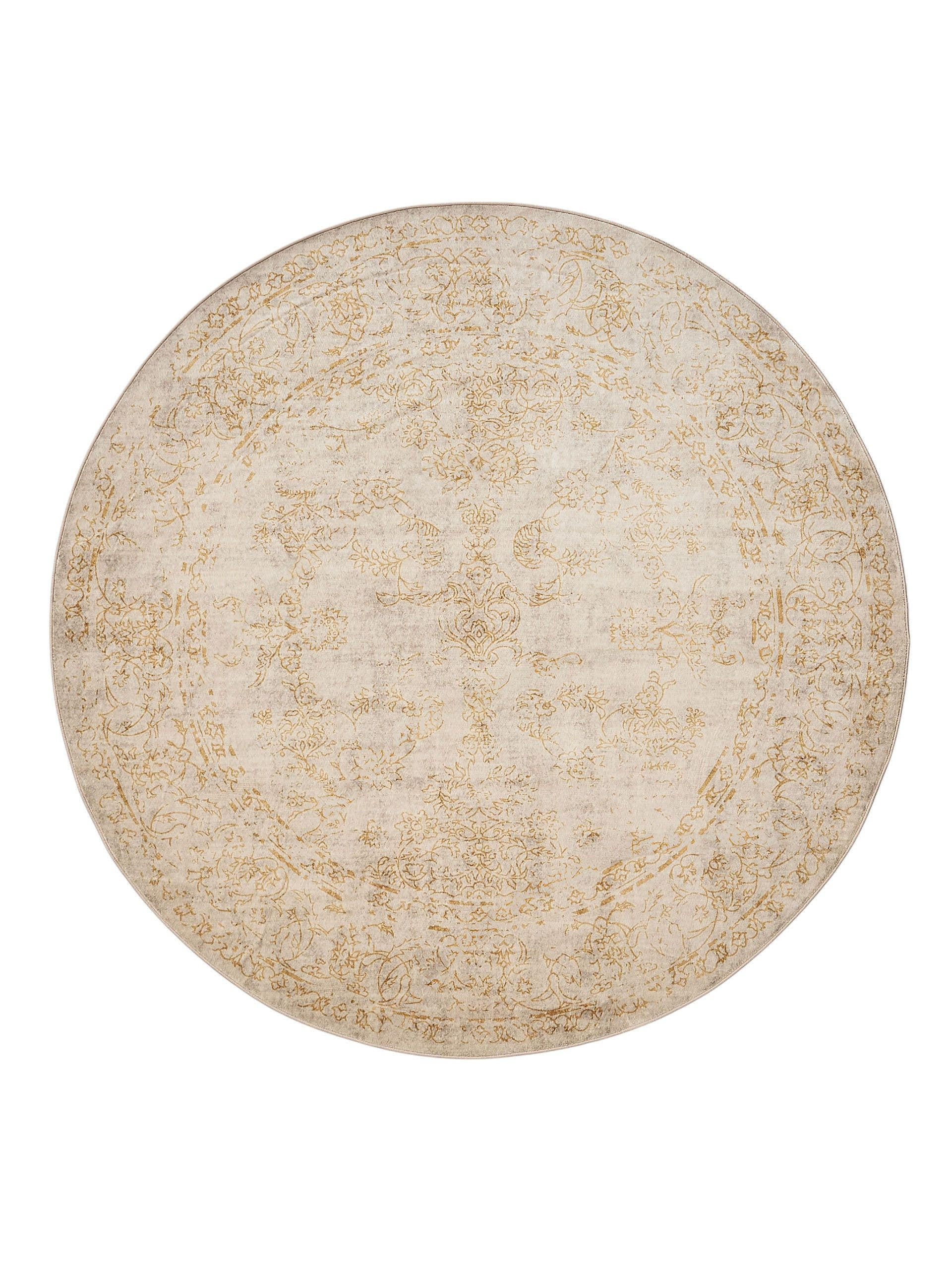 VINTAGE-TEPPICH Miray waschbar ø 160 cm rund - Beige/Gelb, Kunststoff (160/160cm) - benuta Nest