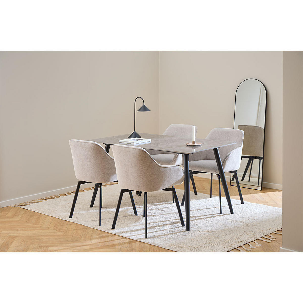 ESSTISCH, Wicklow, Grau, Metall / Keramik, 140 x 80 x 75 cm - Grau, Metall (80/140/75cm) - ebuy24