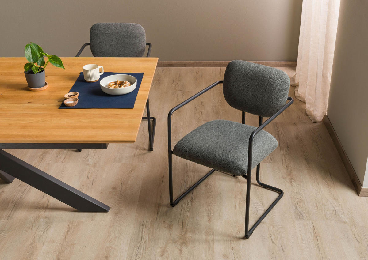 STUHL 100% Polyester 51 x 58 x 78 cm dunkelgrau POLSTERSTÜHLE - Grau, Kunststoff (51/78/58cm) - Massivmoebel24