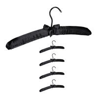 SÚPRAVA vešiakov zo saténu - čierna, drevo/textil (38/14/3cm) - Relaxdays