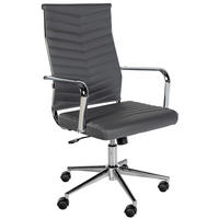 DREHSTUHL Lederlook Grau - Chromfarben/Grau, Textil/Metall (57/100/60cm) - CLP