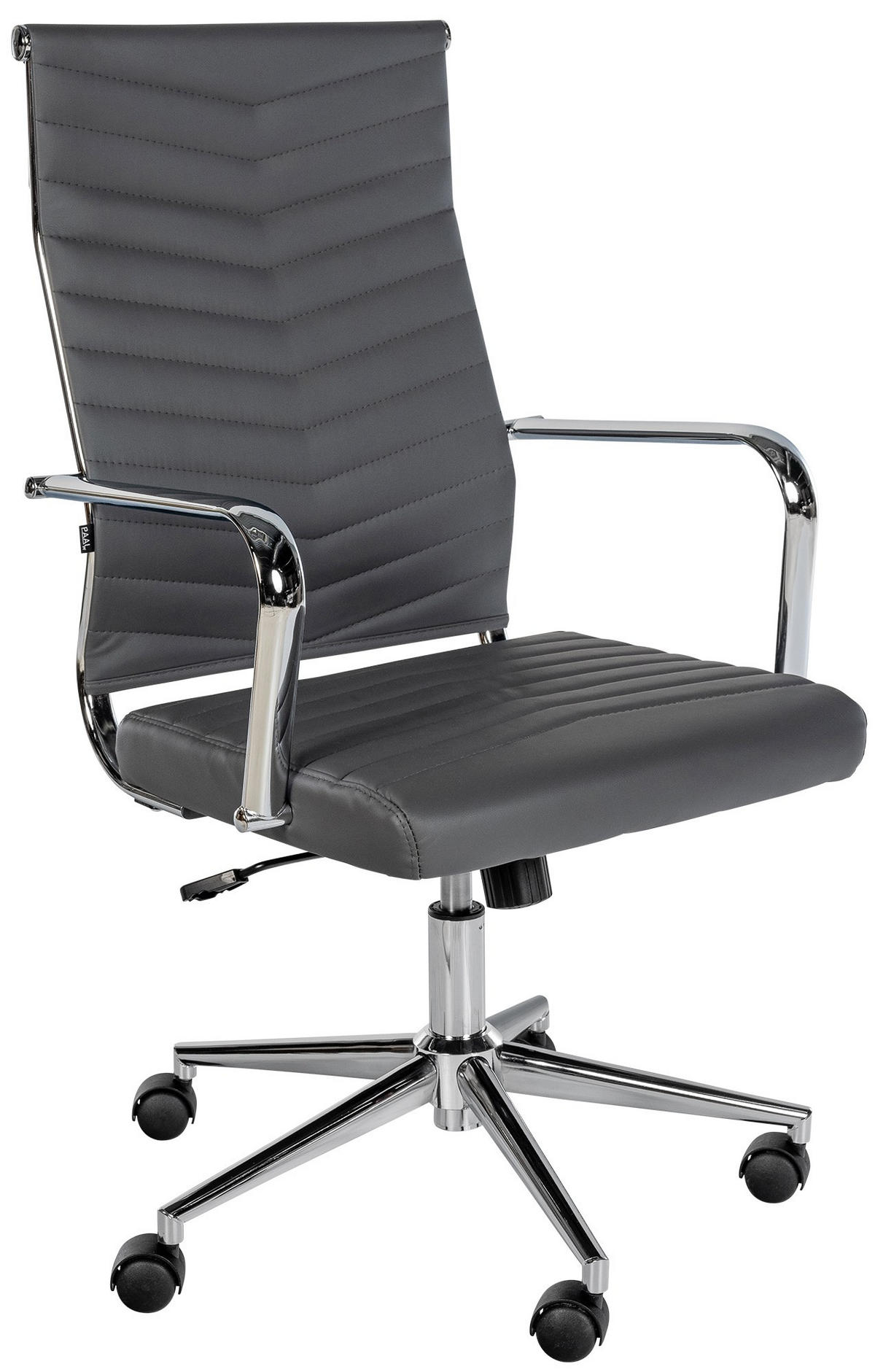 DREHSTUHL Lederlook Grau - Chromfarben/Grau, Textil/Metall (57/100/60cm) - CLP