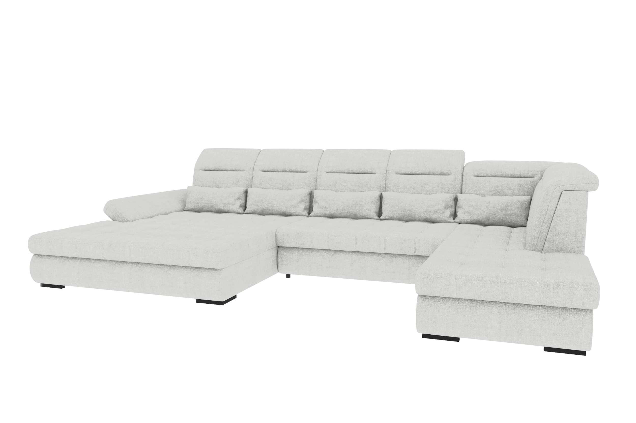 WOHNLANDSCHAFT Toscana Strukturstoff inkl. Schlaffunktion - Creme, Textil (208/87/358cm) - 99rooms