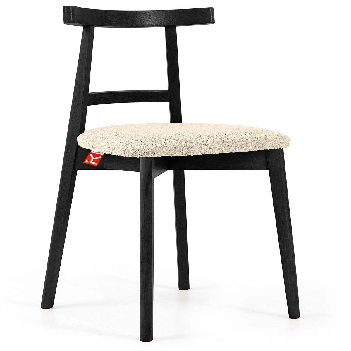HOLZSTUHL LILIO Esstischstühle, 2-er Set, Bouclé - Creme/Schwarz, Holz/Textil (47/76.5/45cm) - KONSIMO®