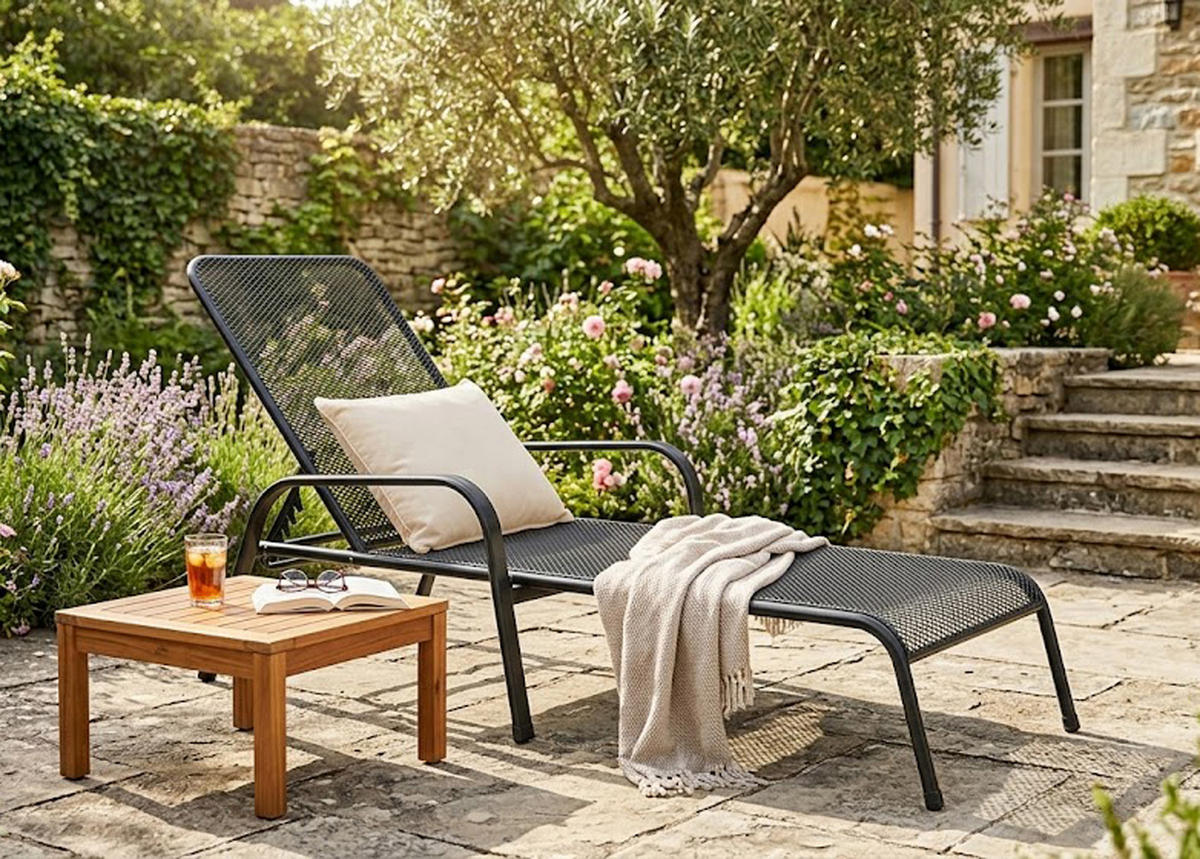 SONNENLIEGE Glasgow - aus Streckmetall anthrazit - Grau, Metall (62/100/197cm) - TPFGarden