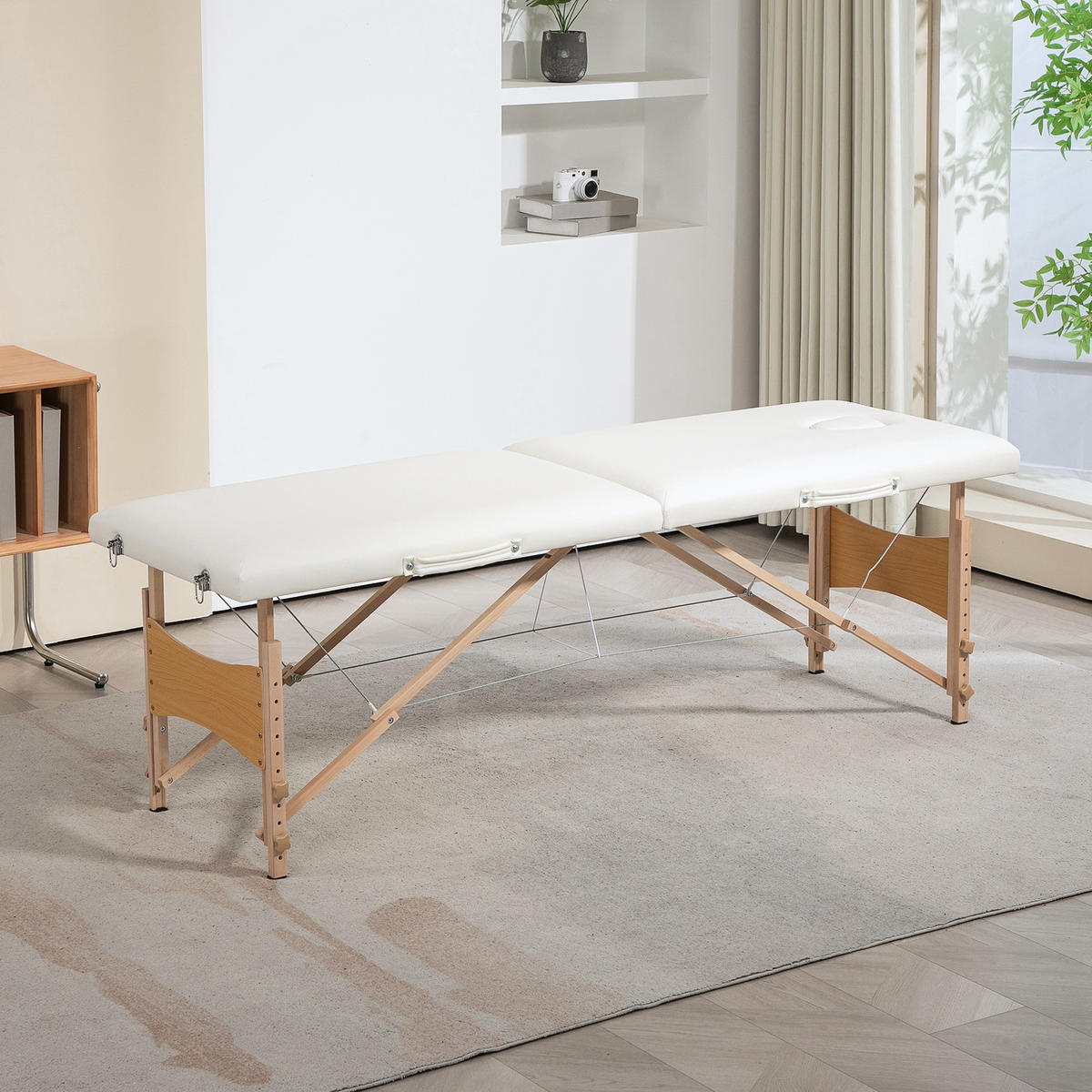 MASSAGELIEGE DE-18895 2 Zonen, höhenverstellbar Creme - Creme, Kunststoff (60/87/186cm) - ComfortXL