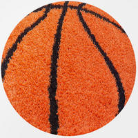TEPPICH Kinder Hochflor Basketball Motiv Polypropylen Kinderzimmer Orange Rund 100x100 - Orange, Textil (100/100cm) - KADIMA DESIGN