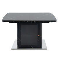 ESSTISCH 120-160/80/76 cm aus MDF und Stahl, ausziehbar mit Stauraum und Glastüren, Schwarz - Schwarz, Glas (160/80/76cm) - Redom