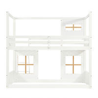 ETAGENBETT Kinder 90x200 Weiß+Natur mit Fenster und Trittleiter - Naturfarben, Holz (90/200cm) - ComfortXL