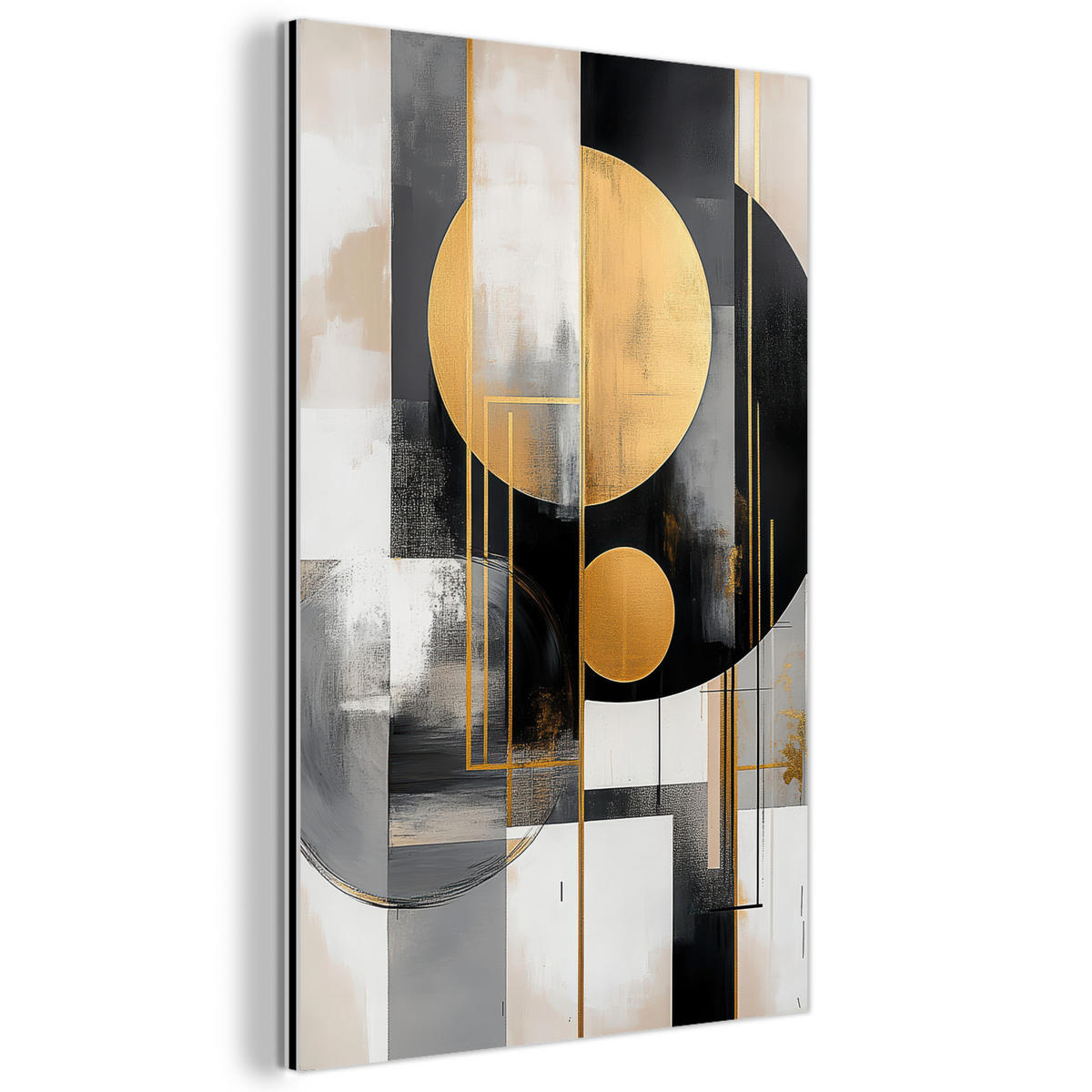 METALLBILD Abstrakt - Gold - Silber - Formen - Ästhetisch - Modern 40x60 cm - Goldfarben, Metall (40/60cm) - MuchoWow