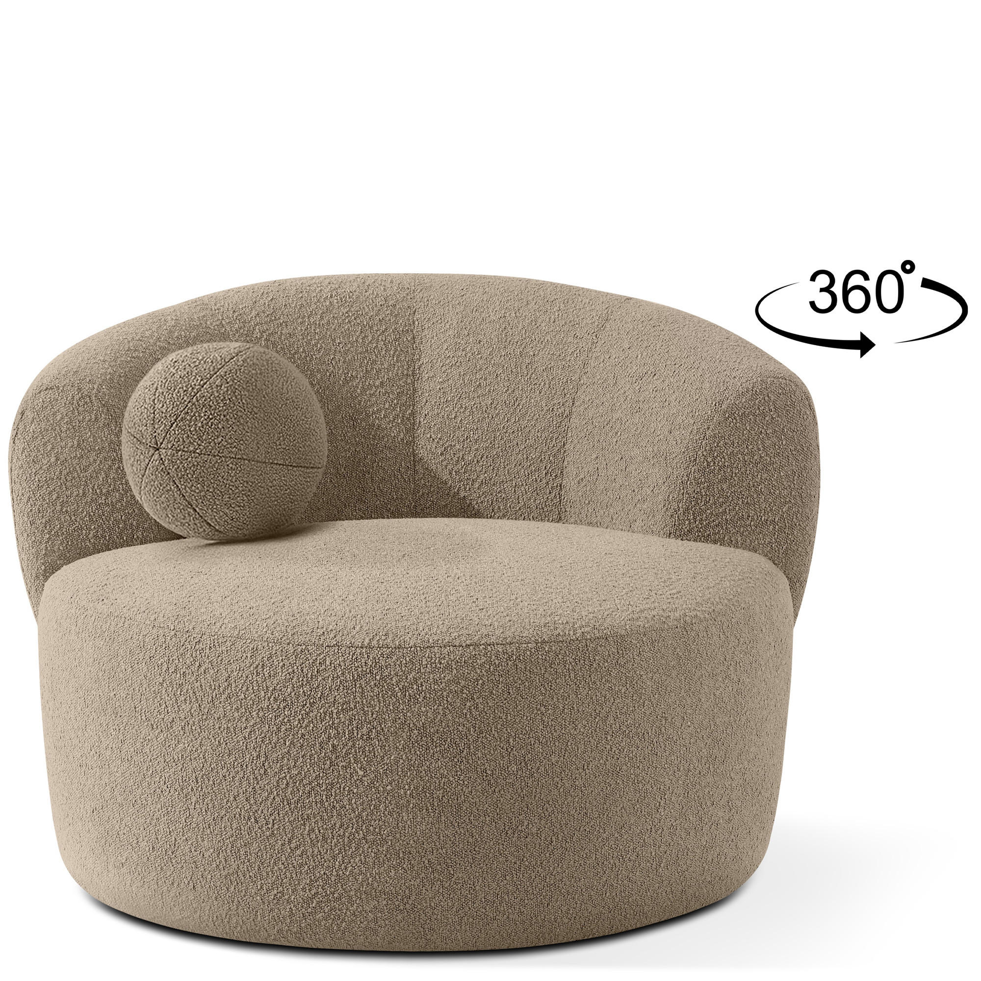 DREHSESSEL VIRA, Beige, Bouclé - Beige/Schwarz, Holz/Holzwerkstoff (105/76/100cm) - KONSIMO®