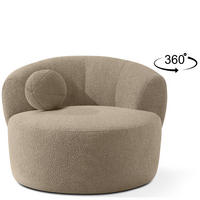 DREHSESSEL VIRA, Beige, Bouclé - Beige/Schwarz, Holz/Holzwerkstoff (105/76/100cm) - KONSIMO®