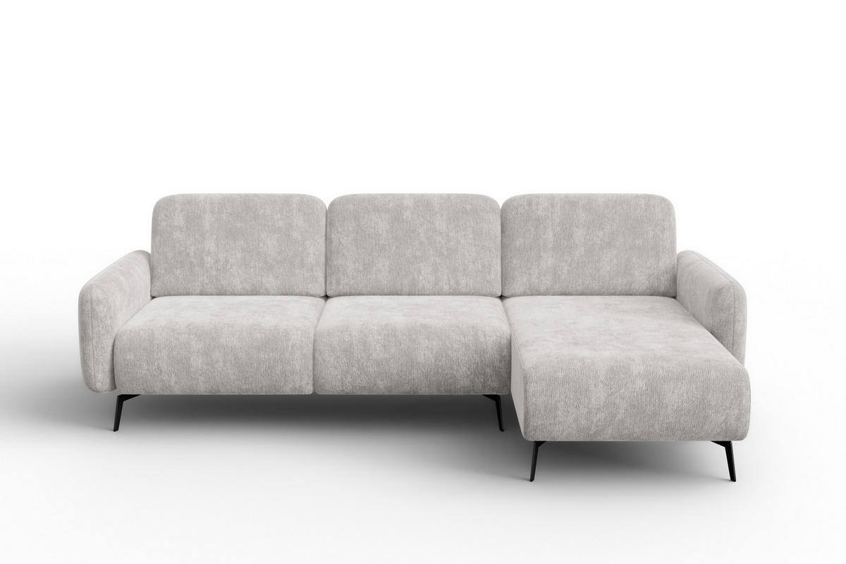 ECKSOFA FEBE 4-Sitzer RECHTS, hellgrauer Chenille-Stoff - Hellgrau/Schwarz, Holz/Textil (264/157cm) - Wozimo