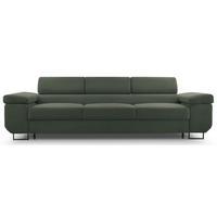 3-SITZER SOFA Capurso Olivgrün Cord - Schwarz/Olivgrün, Textil/Metall (274/90/98cm) - Selsey
