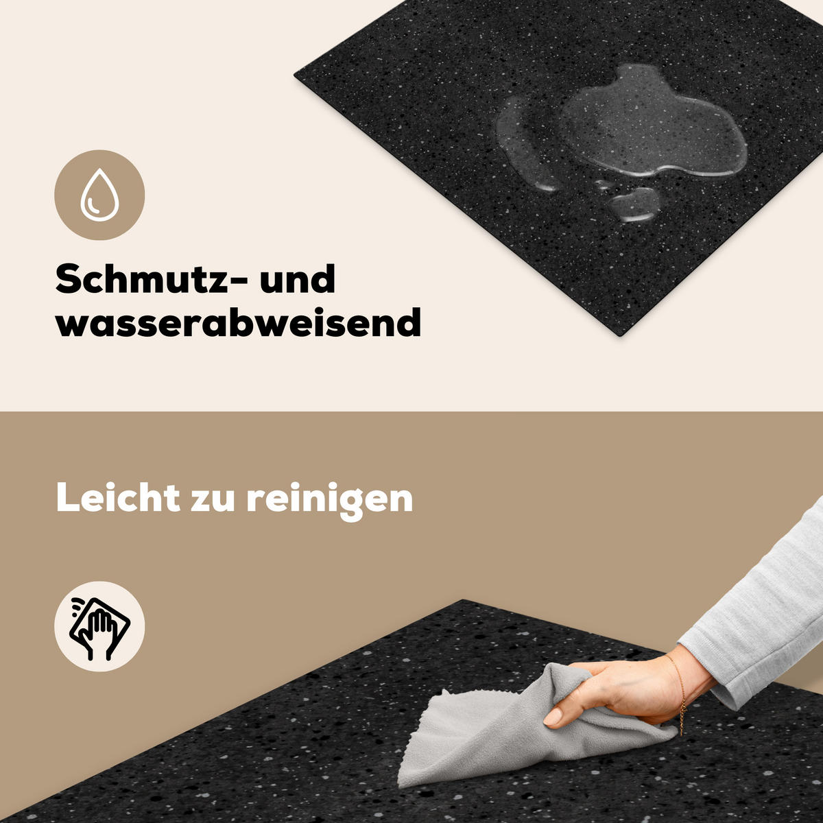 HERDABDECKPLATTE Granit - Schwarz - Grau Abdeckung Ceranfeld 57.6x51.6 cm - Anthrazit, Kunststoff (57.6/51.6/0.2cm) - MuchoWow