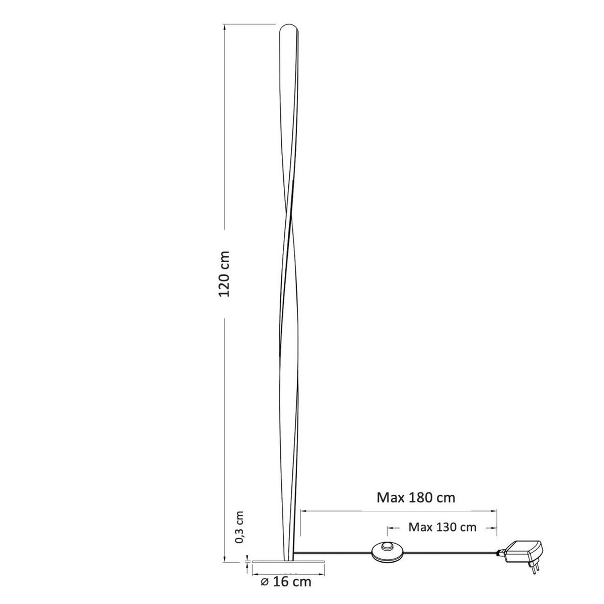 STEHLEUCHTE Mazen, Schwarz, 120cm, Dimmbar - Schwarz, Metall (120/16/120cm) - KOSILUM