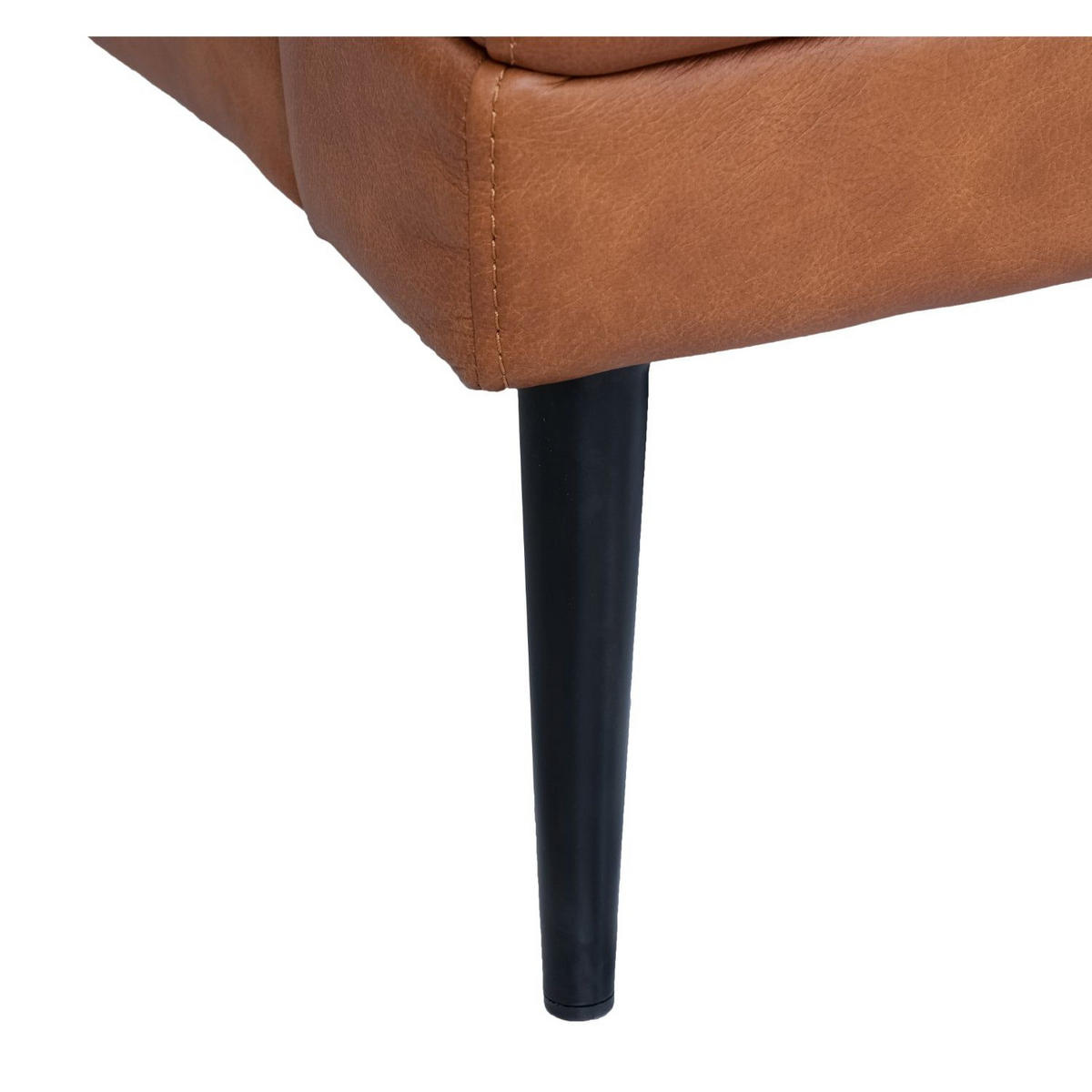 ECKSOFA Echtleder Cognac Braun - Schwarz/Braun, Leder/Metall (233/155cm) - Furnhouse