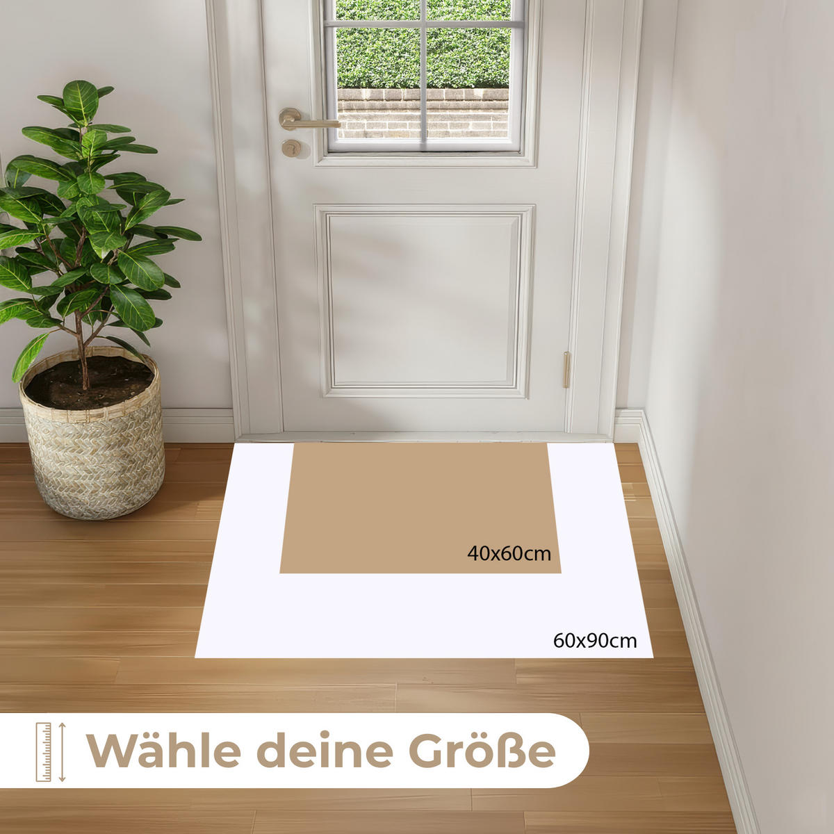 FUSSMATTE Hola - Zitat - Streifen - Pastell - Rosa - Rot - Weiß 60x40 cm - Rosa, Kunststoff (60/0.4cm) - MuchoWow