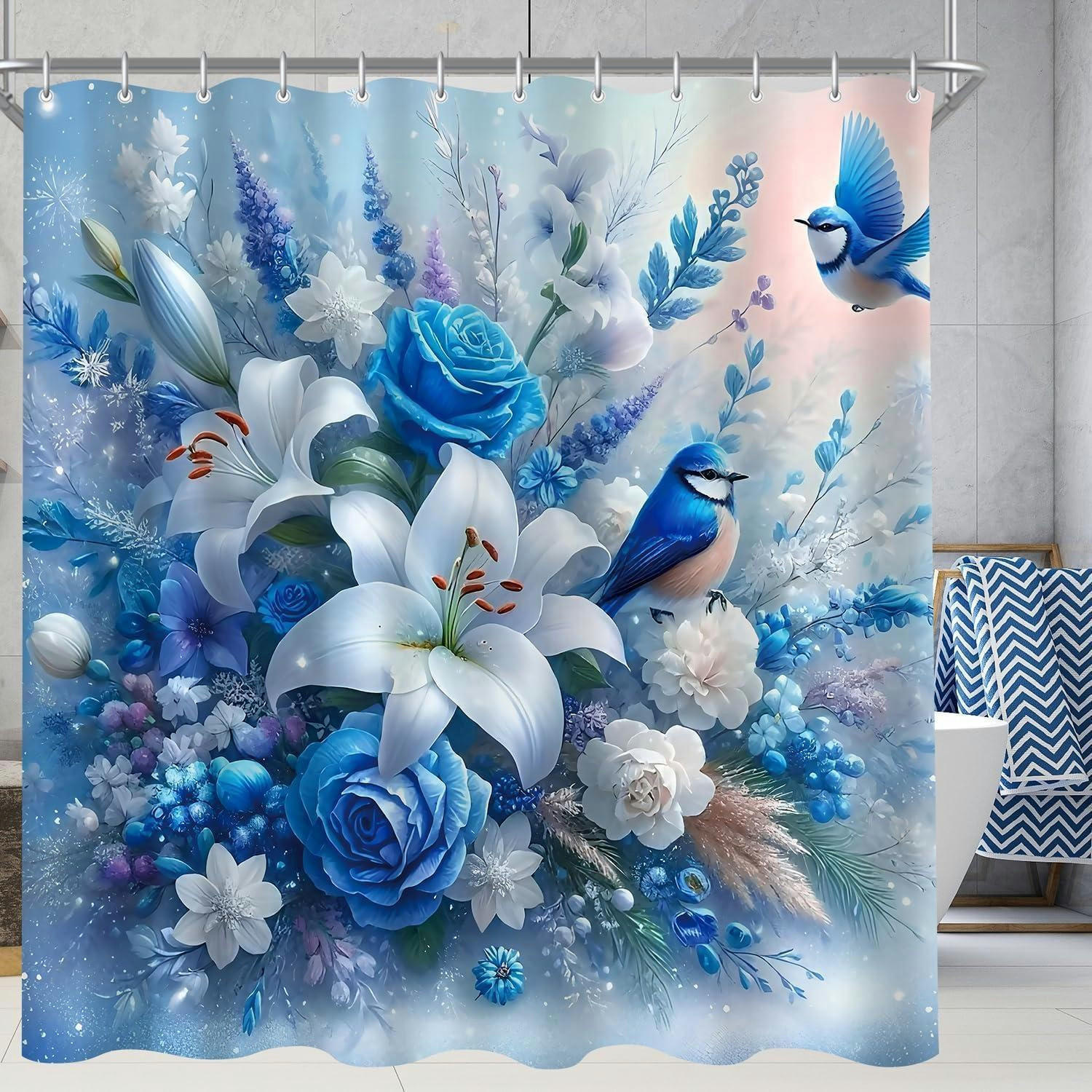 DUSCHVORHANG Blauer Vogel 240 x 200 cm - Blau, Textil (240/200cm)