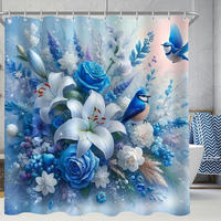 DUSCHVORHANG Blauer Vogel 240 x 200 cm - Blau, Textil (240/200cm)