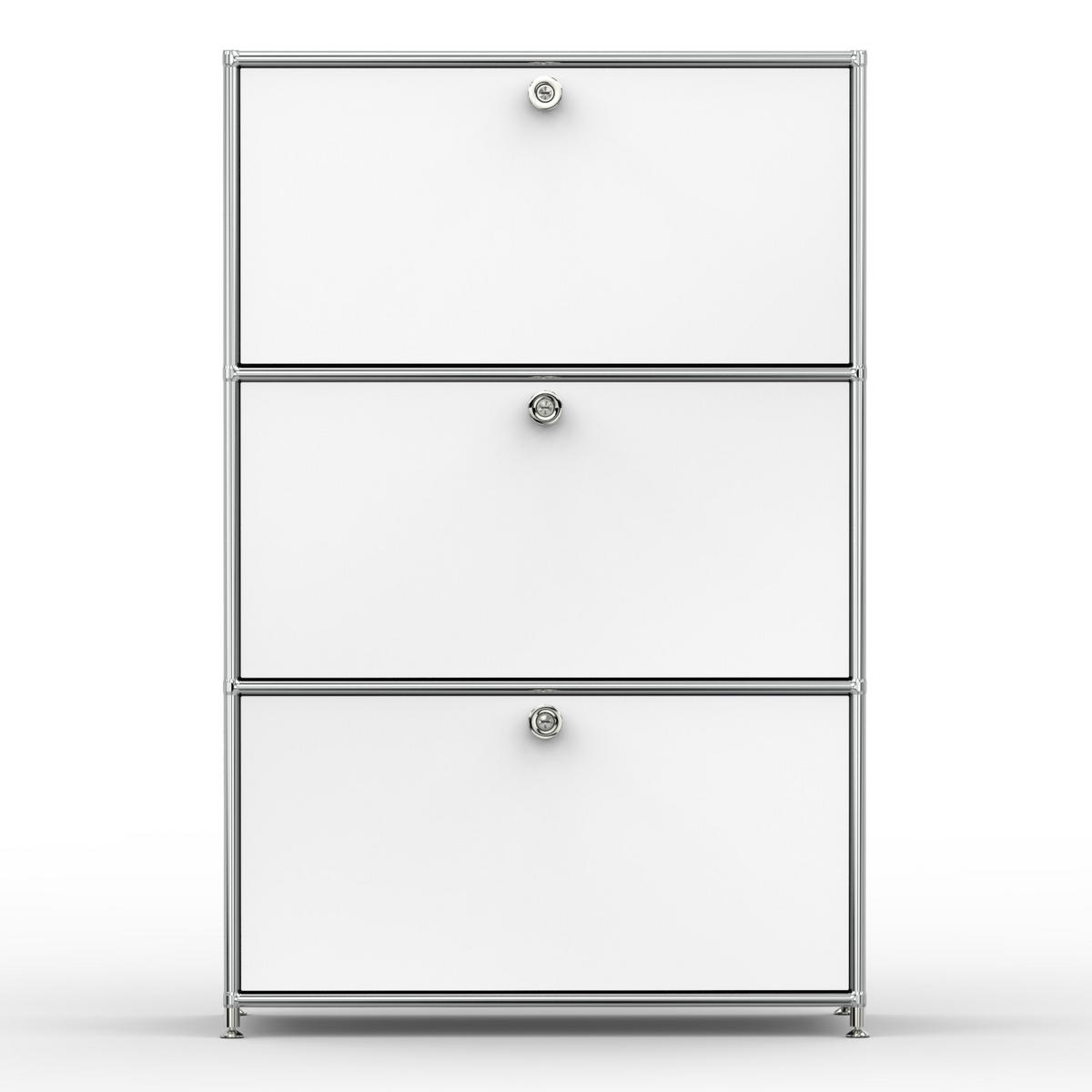 HOCHSCHRANK, 3 Klappen, Schloss, Breite 77 cm, Signalweiß - Chromfarben/Silberfarben, Metall (40/118/77.2cm) - Versee