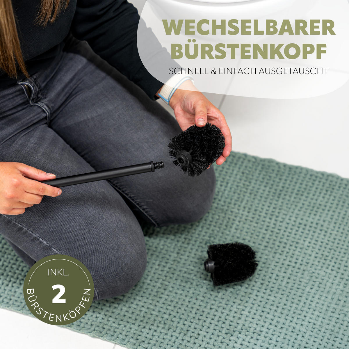 WC-GARNITUR PIAZZA BLACK TAPE BAMBUS, Edelstahl, Bambus, schwarz - Schwarz, Naturmaterialen (11.5/35.5/14cm) - bremermann