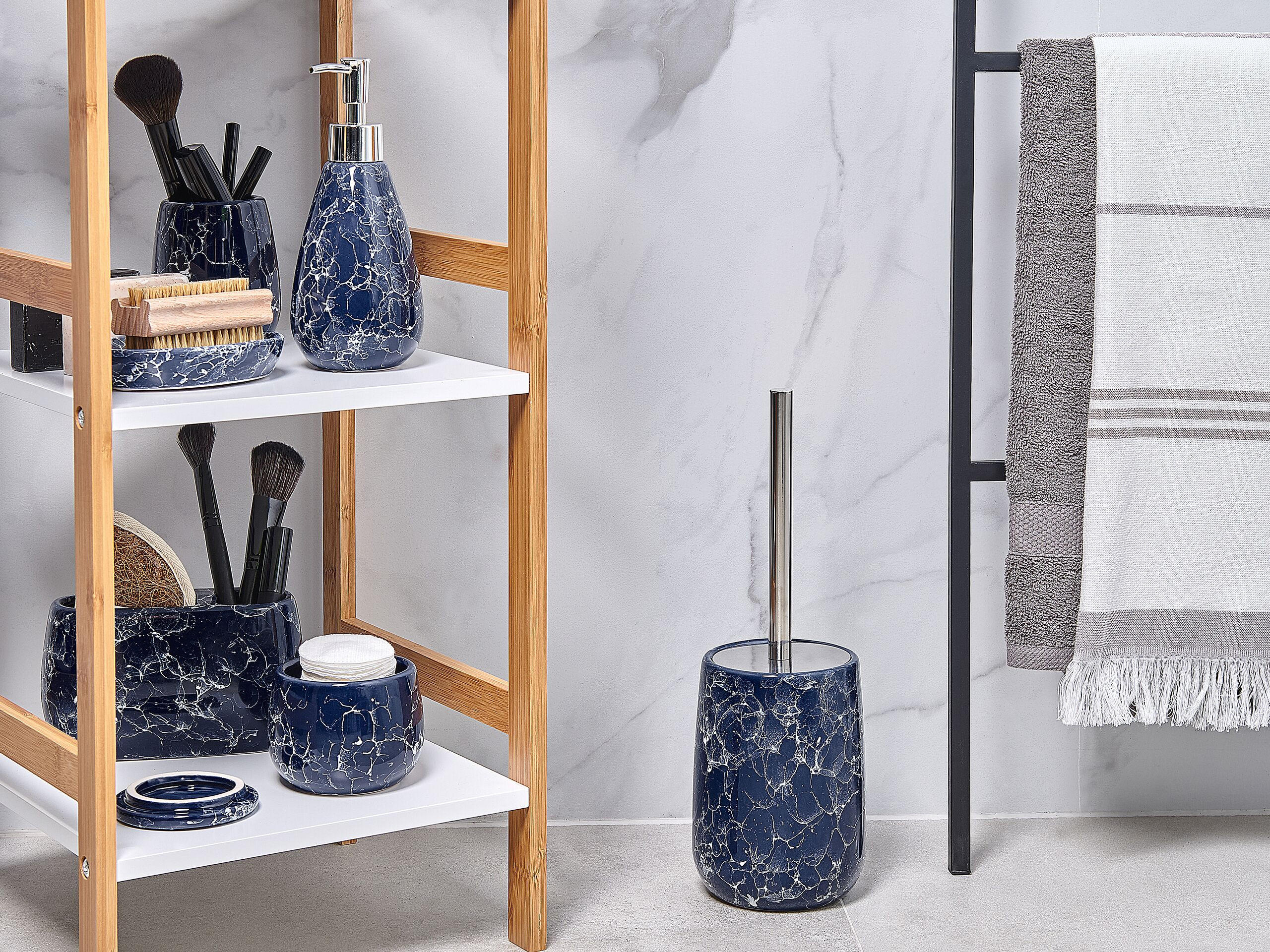 BADEZIMMER Set 6-teilig Keramik blau Antuco - Blau, Keramik (15/34/12cm) - Beliani