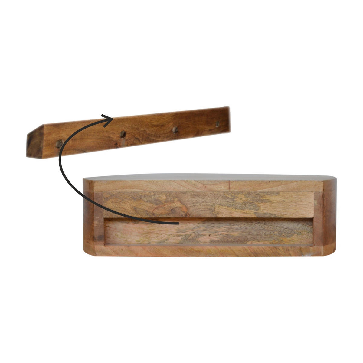 NACHTTISCH Wandmontage, Rund, 1 Schublade, Braun - Messingfarben/Braun, Holz/Metall (40/11/31cm) - Artisan Furniture