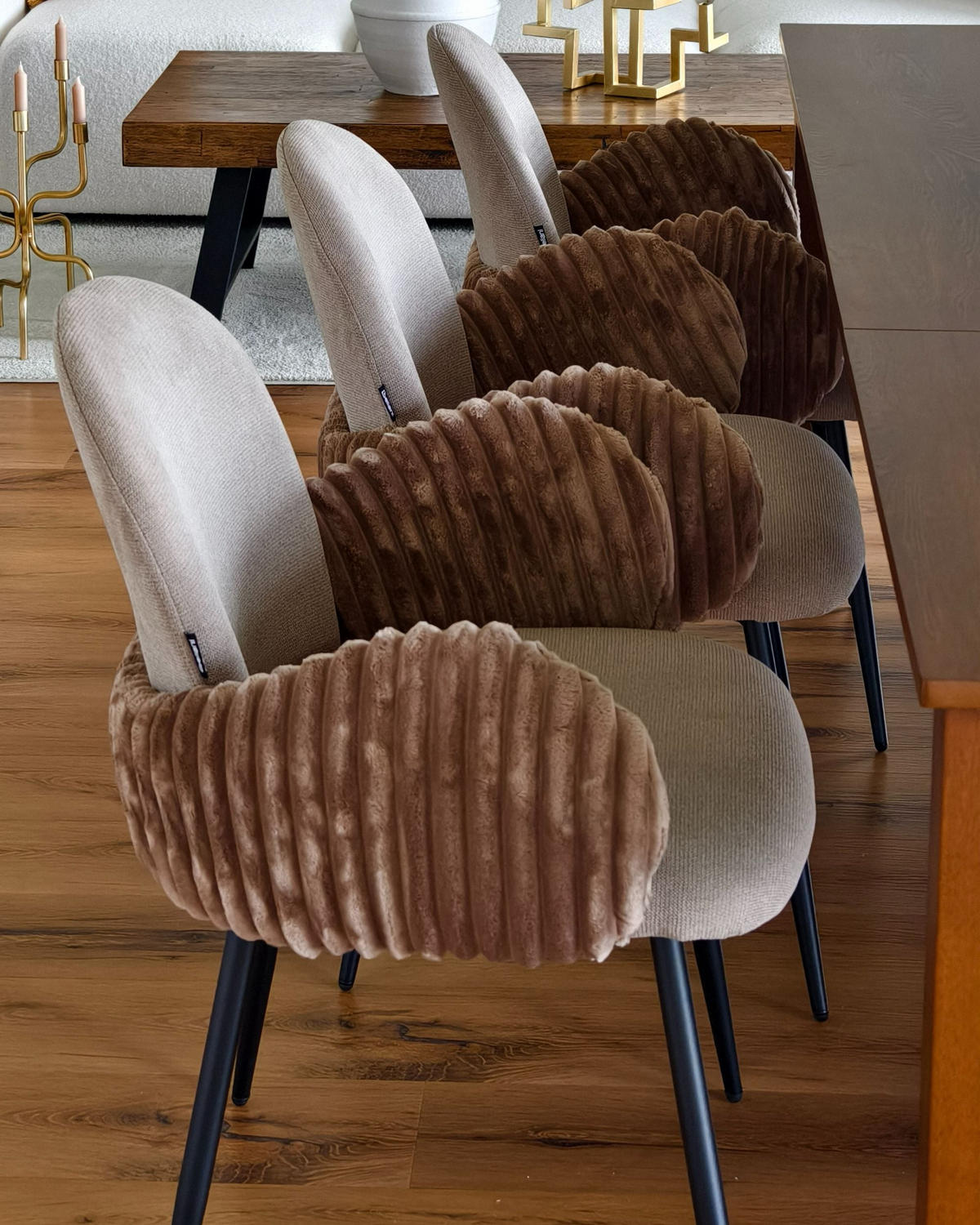 JÍDELNÍ ŽIDLE sada 2 ks Taupe Amity - černá/hnědá, textil (50/84/56cm) - Beliani