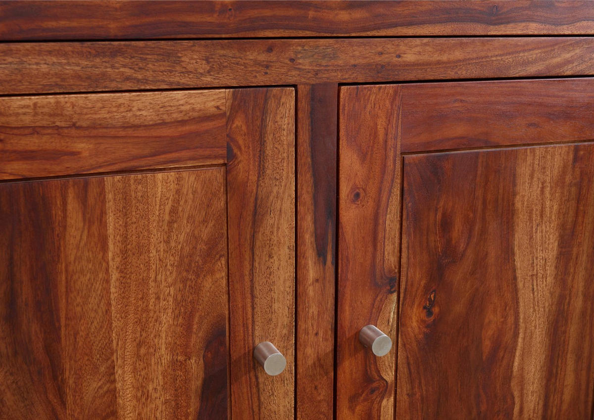 SIDEBOARD Sheesham 88x40x85 walnuss geölt BROOKLYN #24 - Dunkelbraun, Holz (88/85/40cm) - Massivmoebel24