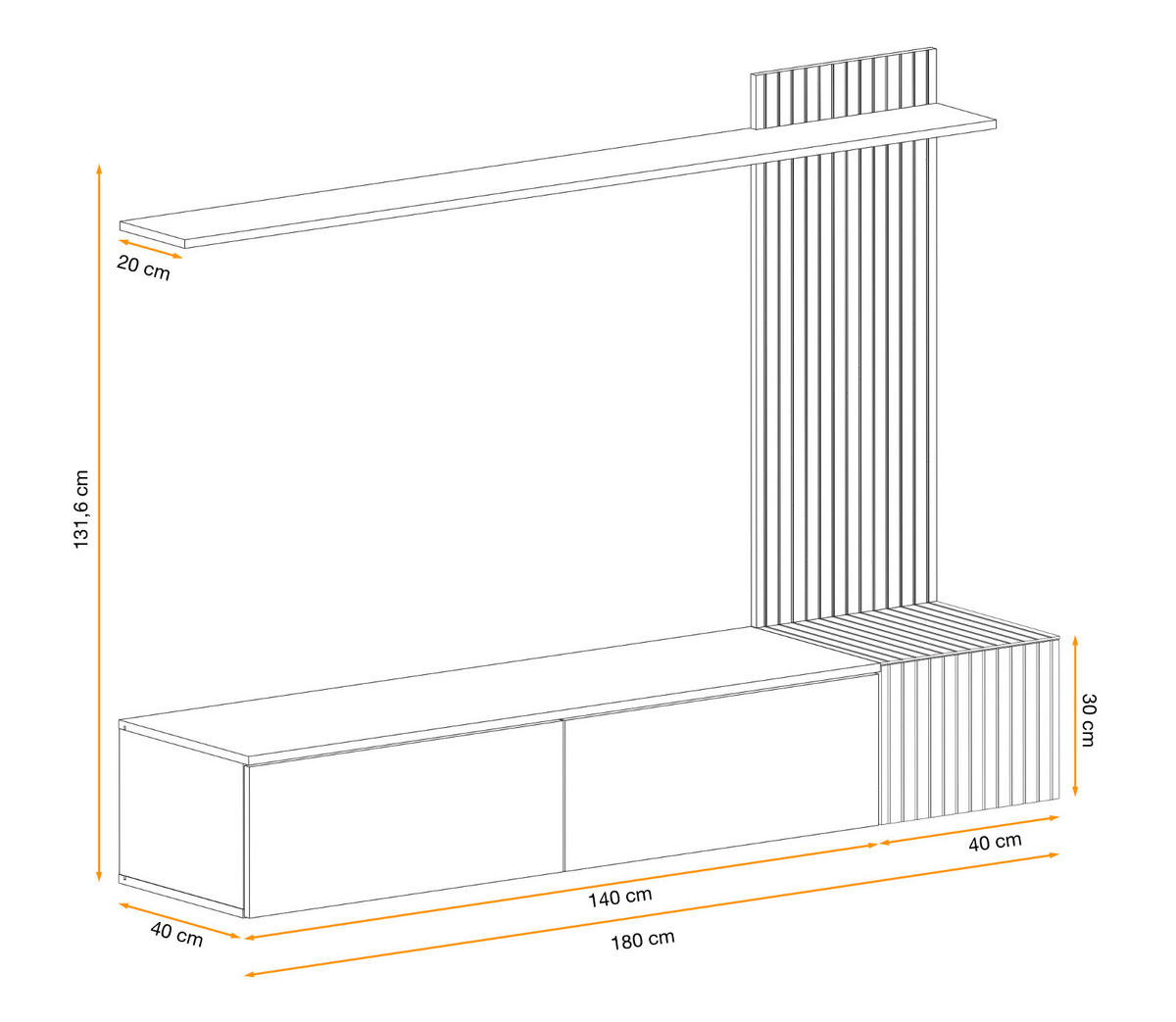 WOHNWAND Sand matt, Eiche Artisan 180 cm, Schrankwand hängend - Sandfarben/Eiche Artisan, Holzwerkstoff (180/130/40cm) - Inn.Furn