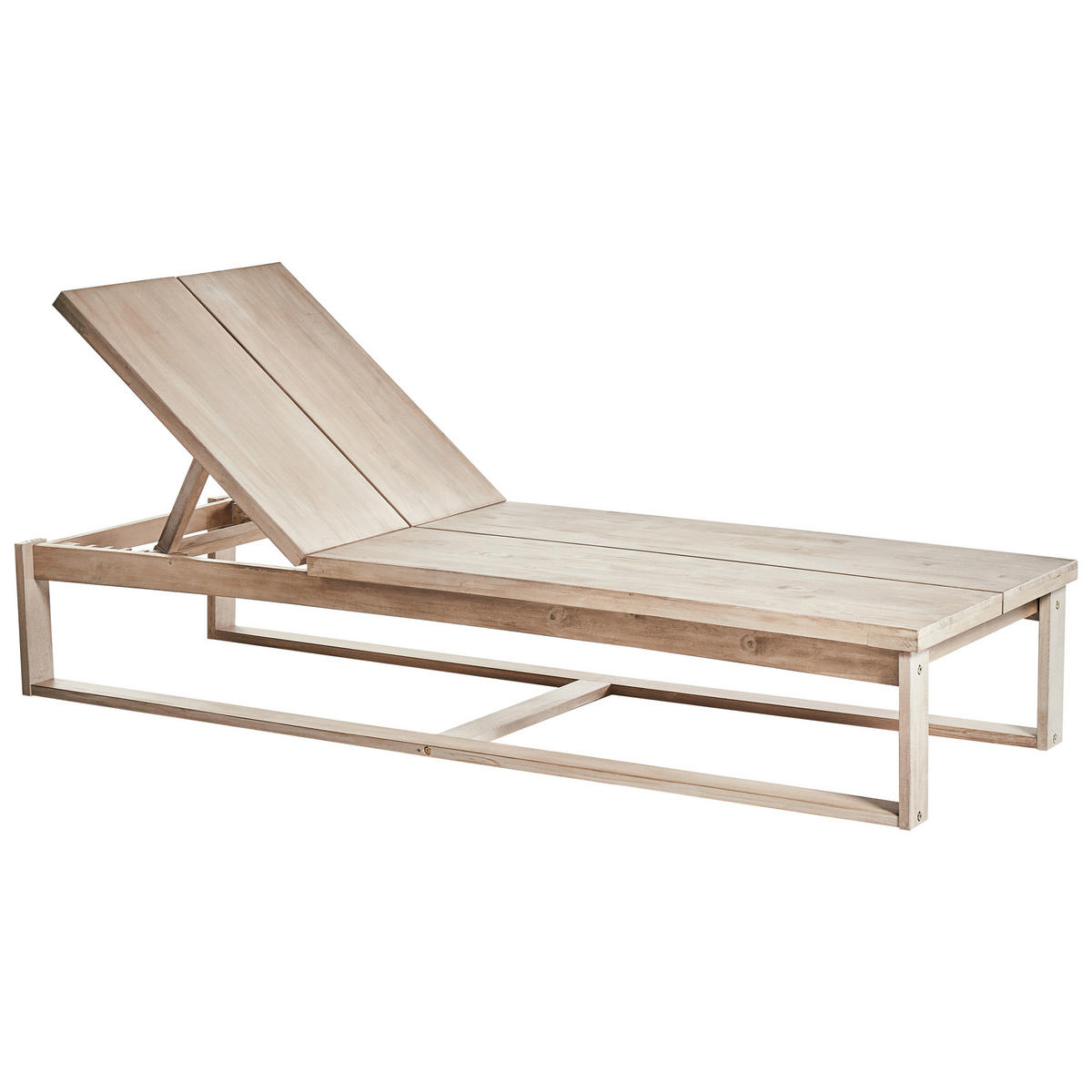 GARTENLIEGE 2er Set Heller Holzfarbton Azzanello - Hellbraun/Weiß, Holz (65/85/187cm) - Beliani