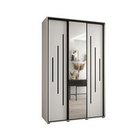 SCHWEBETÜRENSCHRANK 235,2/150/60 3-türig - Schwarz/Weiß, Holz/Metall (150/235/60cm) - Abiks Möbel