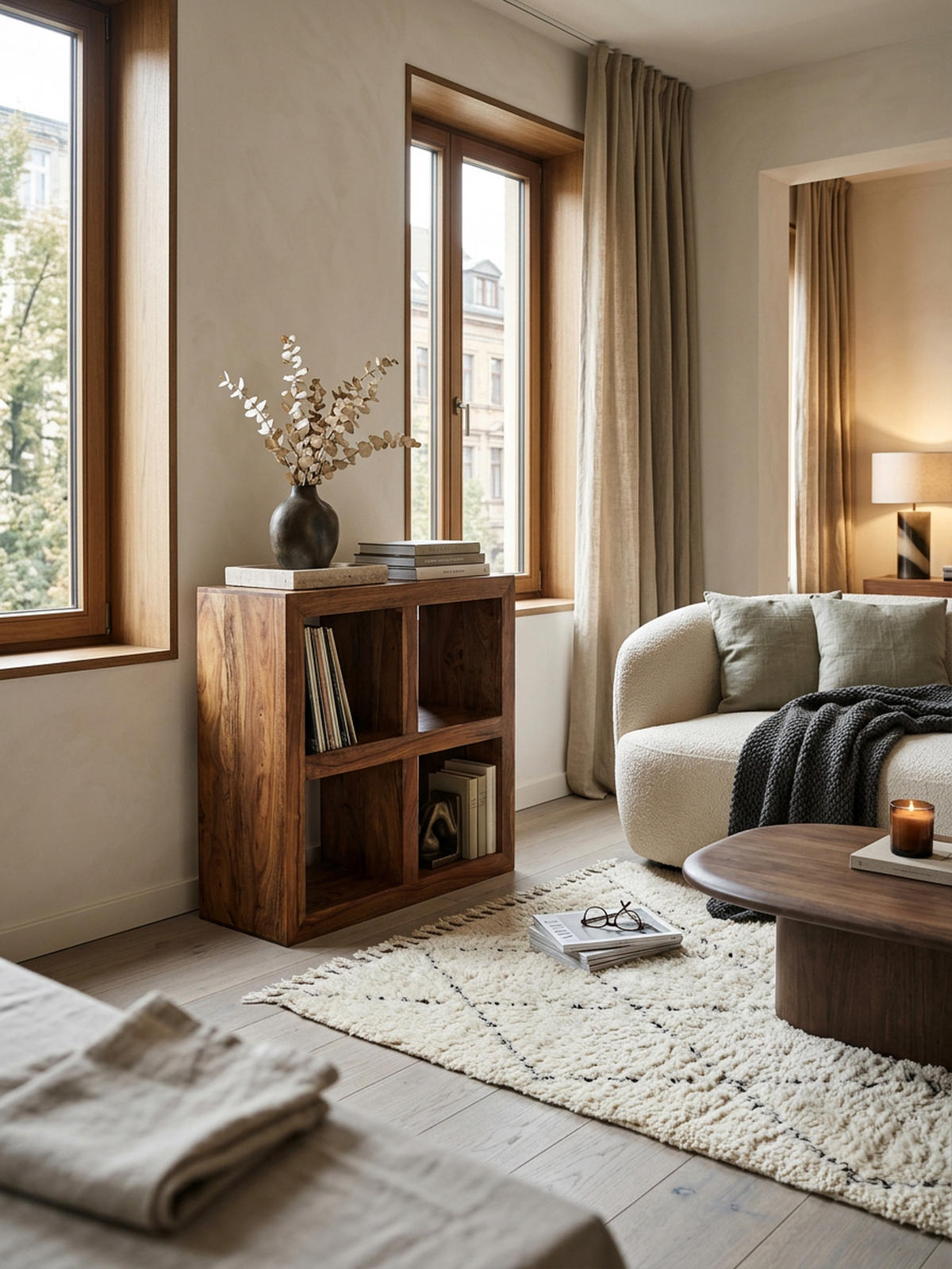 STANDREGAL – Naturholz, Massiv, 4 Fächer, 82x82x34 cm - Braun, Holz (82/82/34cm) - KADIMA DESIGN