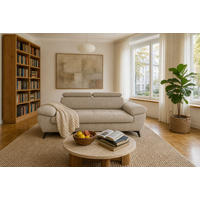 3-SITZER Karlstad Chenille Beige verstell. Kopfstützen B 215 cm - Taupe, Kunststoff/Textil (215/84/100cm) - foamnova