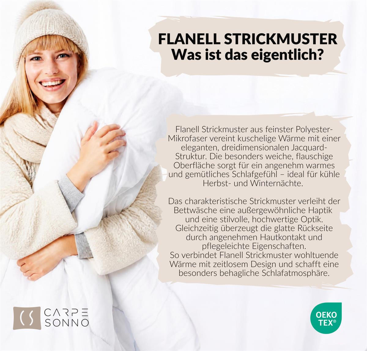 WINTER-BETTWÄSCHE 135x200 mit Strickmuster - Warme Plüsch Kuschelbettwäsche aus Mikrofaser - Grau - Grau, Textil (135/200cm) - Carpe Sonno