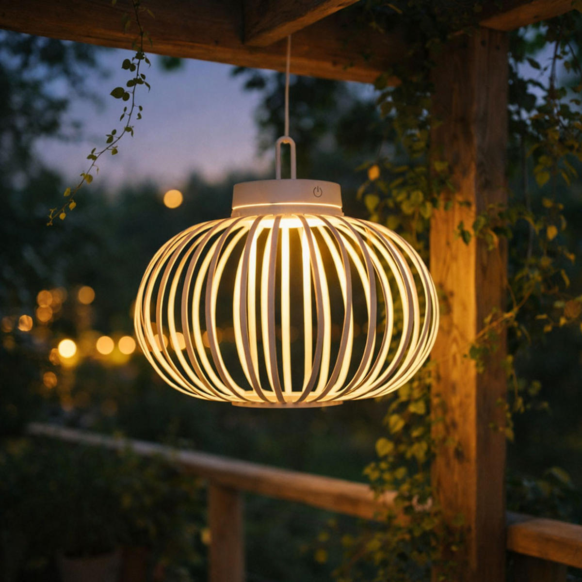 TISCHLEUCHTE GABBIA, greige, LED, Akku, Touchdimmer, Ø 36 cm - Beige, Holz (36/36/33cm)