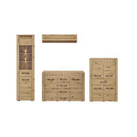 WOHNWAND Artis Artisan Eiche 4-teilig - Eiche Artisan/Braun, Holz/Holzwerkstoff (285/200/40cm) - Feldmann-Wohnen