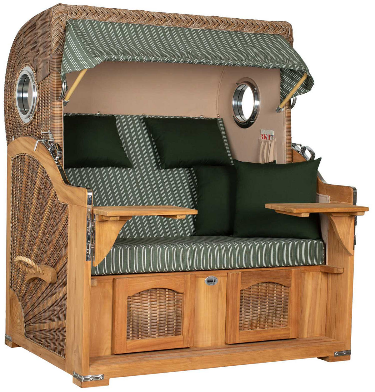 STRANDKORB XXL Düne Grande Teak Banana - Braun/Grün, Metall (142/170/95cm) - Mr. Deko