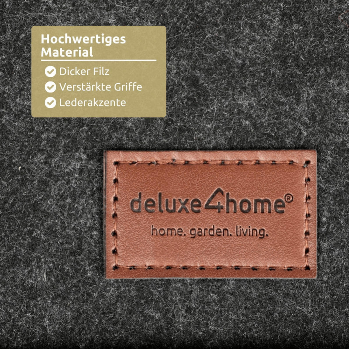 KAMINHOLZKORB Filz Grau MELLA XXL Korb 57L Holzkorb - Grau, Textil (45/40/32cm) - DELUKE