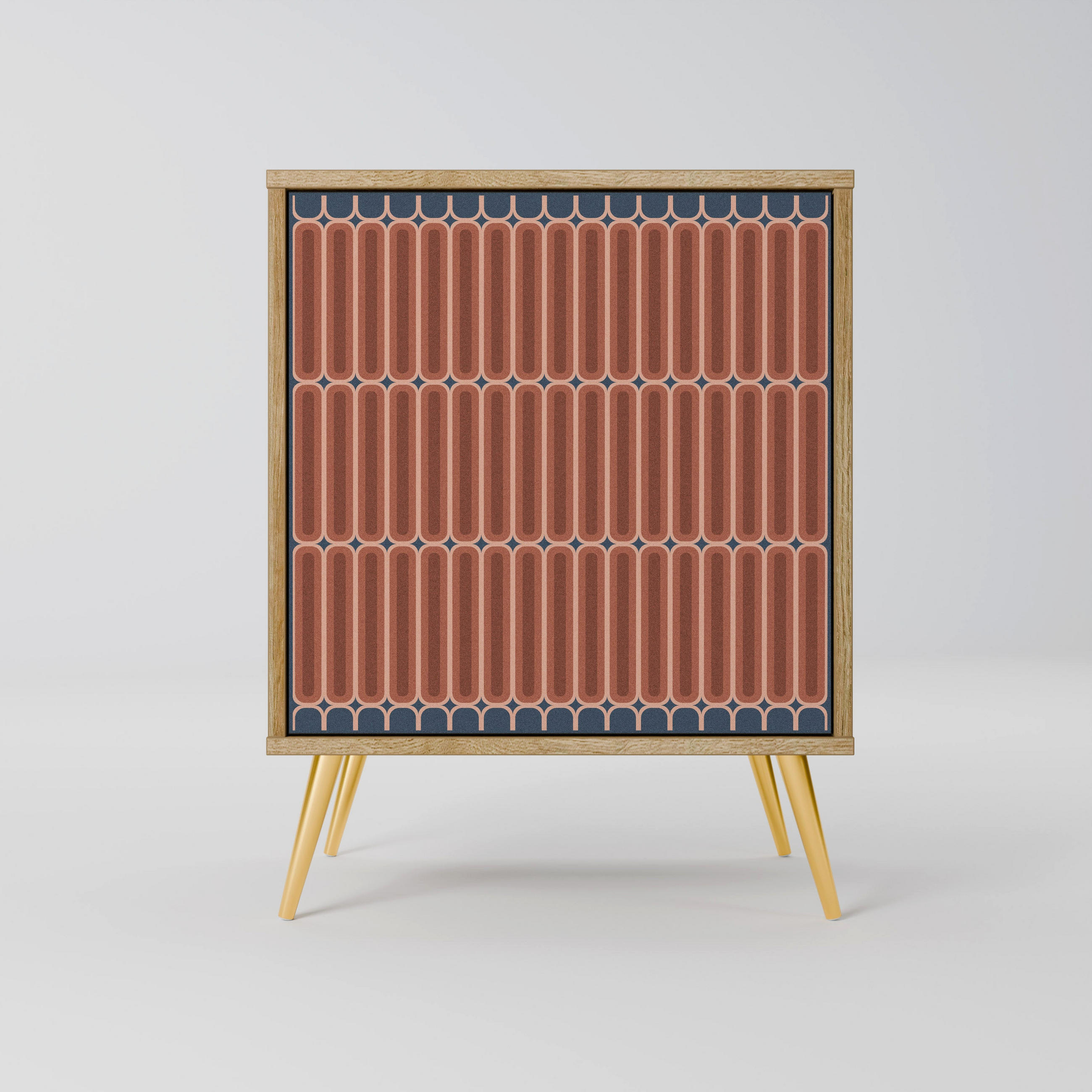 SIDEBOARD HYPNOTIC GATE, Eichefarben, 57,5x42x75,5 cm, Goldfarbene Metallfüße - Eichefarben/Goldfarben, Holzwerkstoff/Metall (57.5/75.5/42cm) - SpaceRebels