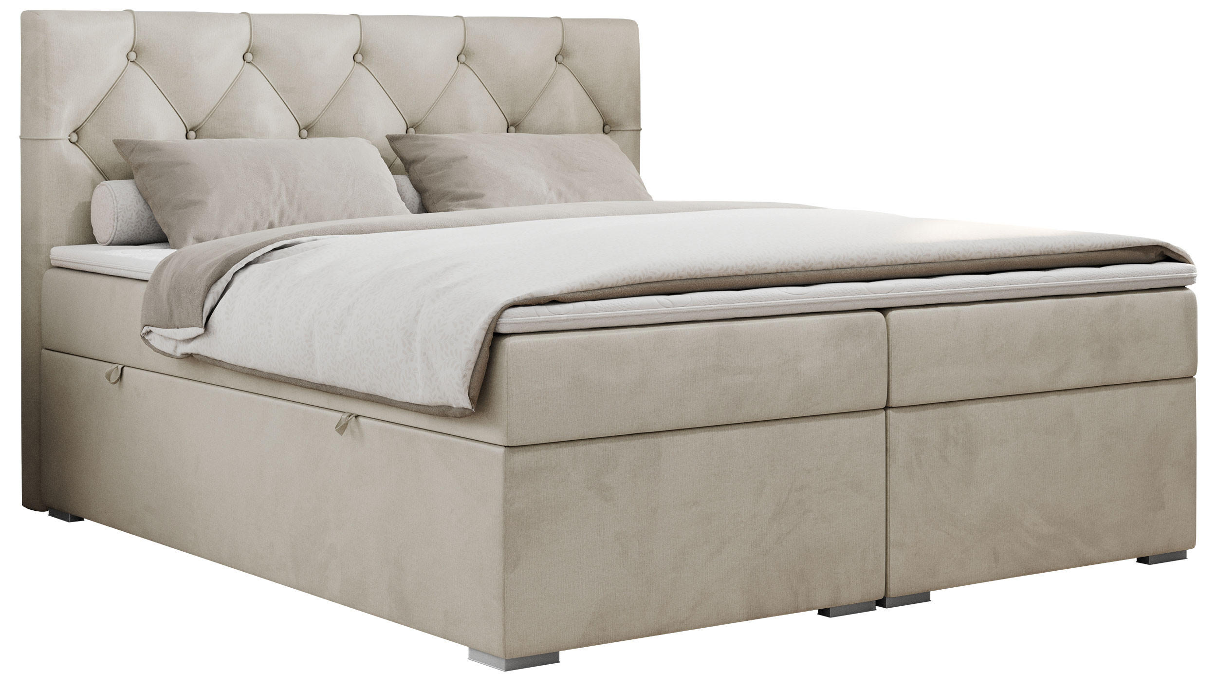 BOXBETT ALDA 120/200 Beige Velvet - H3 - Beige, Holz/Textil (120/200cm) - MKS