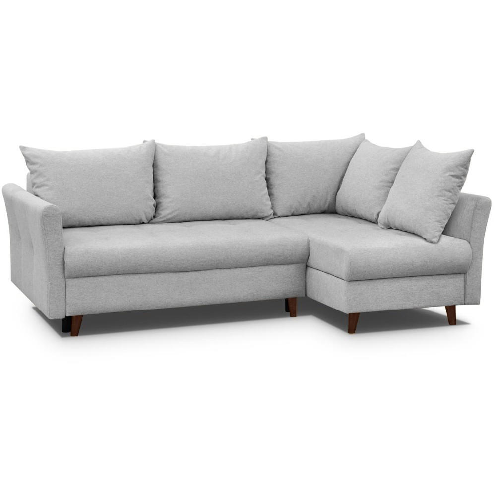 ECKSCHLAFSOFA Neron mit 2 Bettkasten und Beine in Wengefarbe, Hellgrau, rechts - Wengefarben/Hellgrau, Textil (233/148cm) - Beautysofa