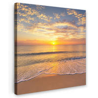LEINWANDBILD Strand - Sonnenuntergang - Meer 20x20 cm - Gelb, Textil (20/20cm) - MuchoWow