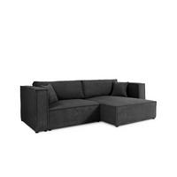 ECKSOFA mit Schlaffunktion Cord Schwarz - Schwarz, Textil (245/148cm) - Furnisell