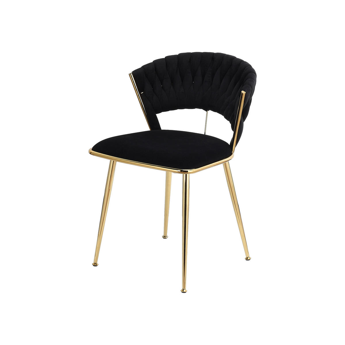 ESSZIMMERSTUHL 2er Set aus Samt, Schwarz - Schwarz, Metall (43.5/75/43.5cm)