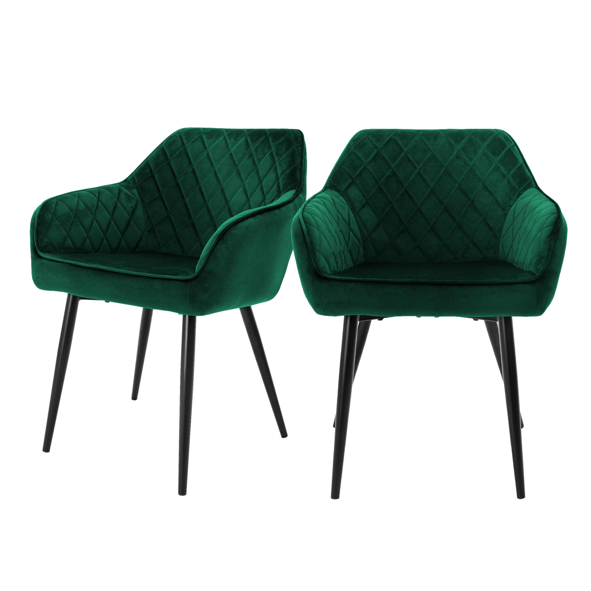 ML-DESIGN JÍDELNÍ ŽIDLE, sada 2 ks, tmavě zelený samet