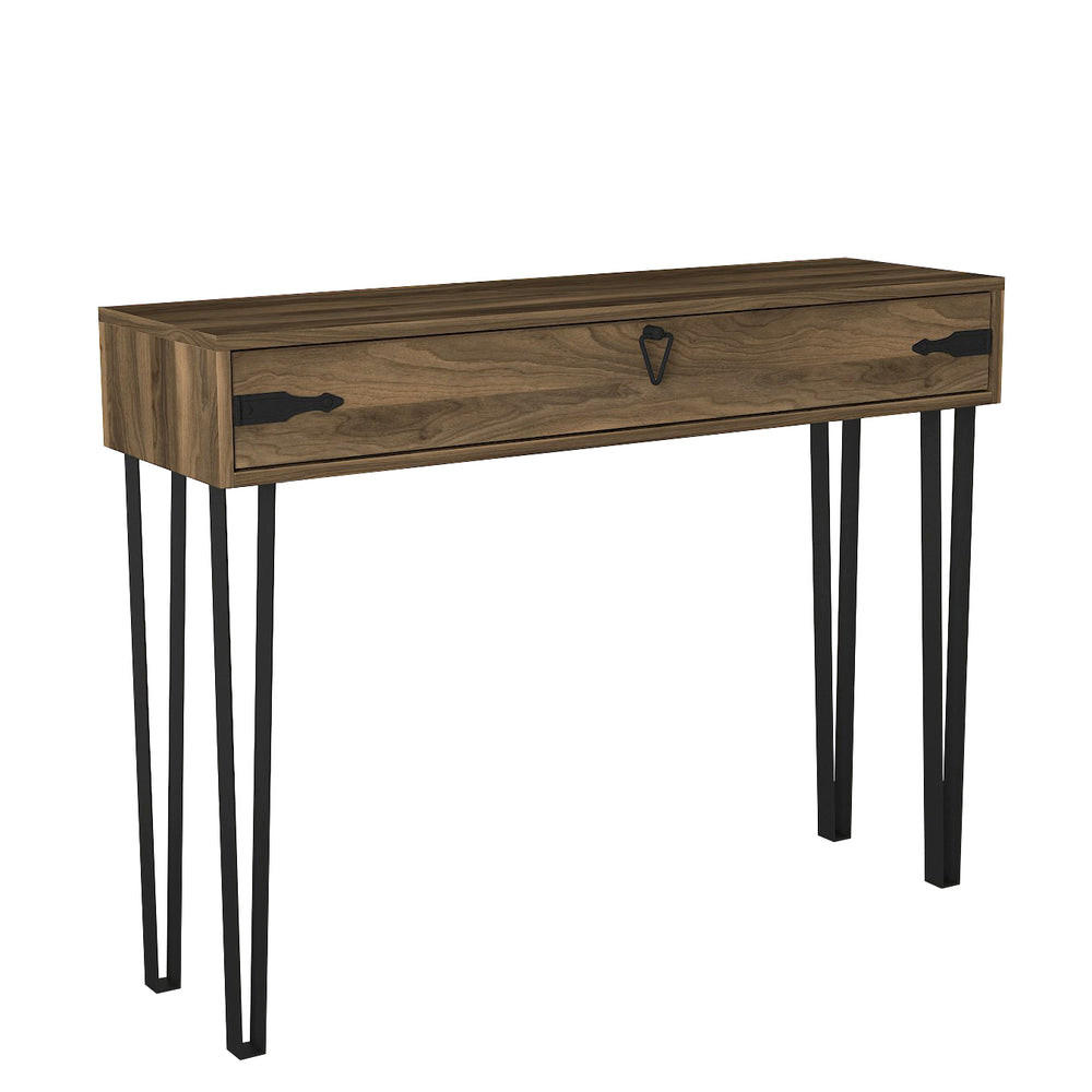 KONSOLENTISCH Genova Walnuss - Walnussfarben/Schwarz, Holzwerkstoff/Metall (35/120/90cm) - moebel17