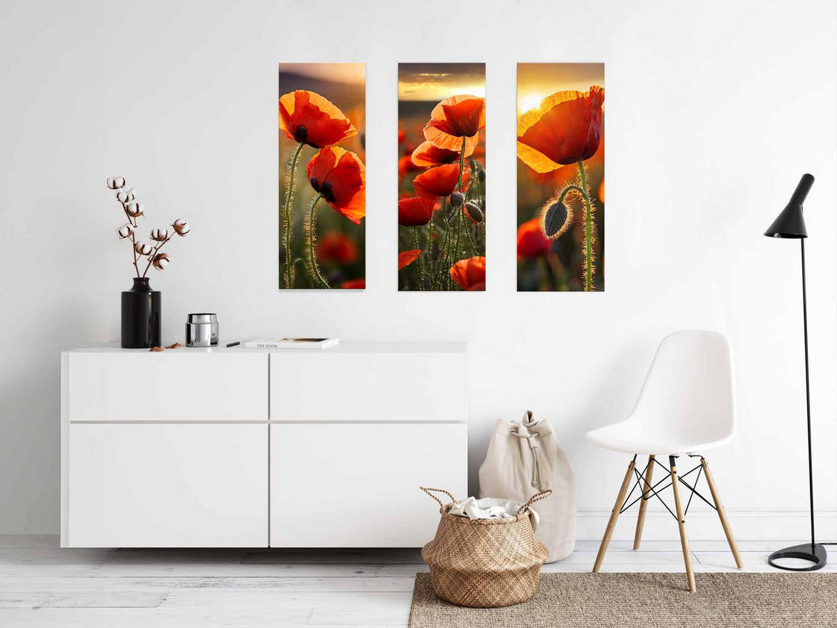 GLASBILD 30x80 cm Mohnblumen rot - Rot, Glas (30/80cm) - artissimo